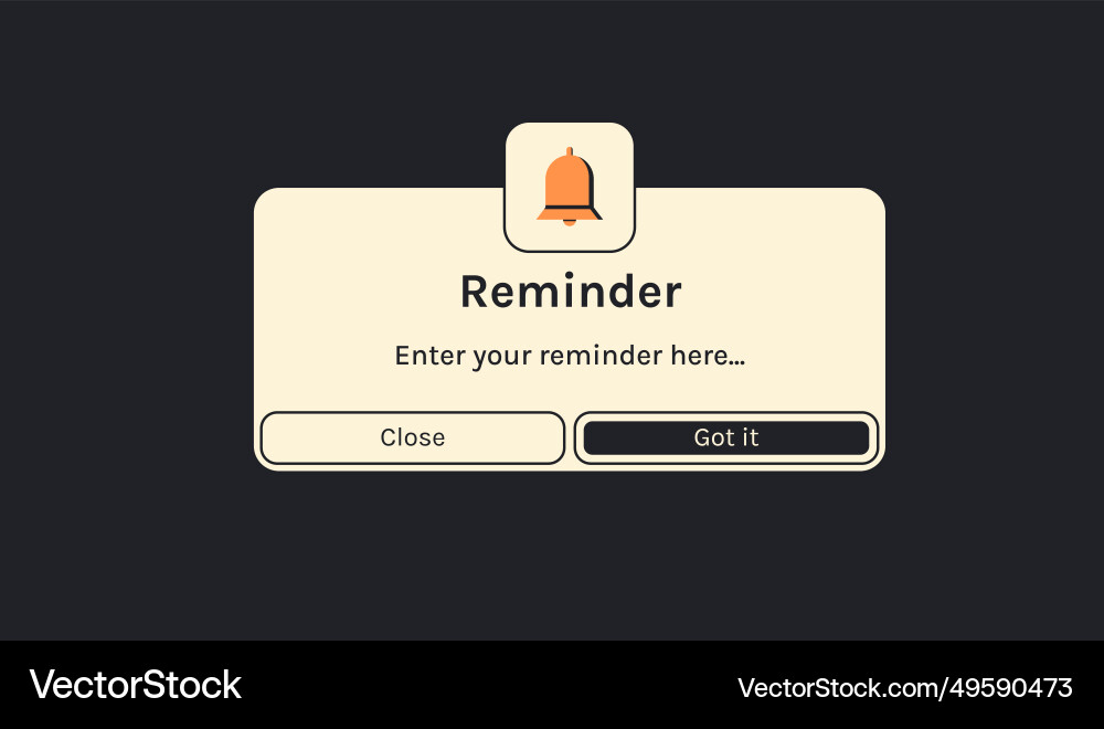 Reminder notification page with floating elements Reminder notification page with floating elements vector image