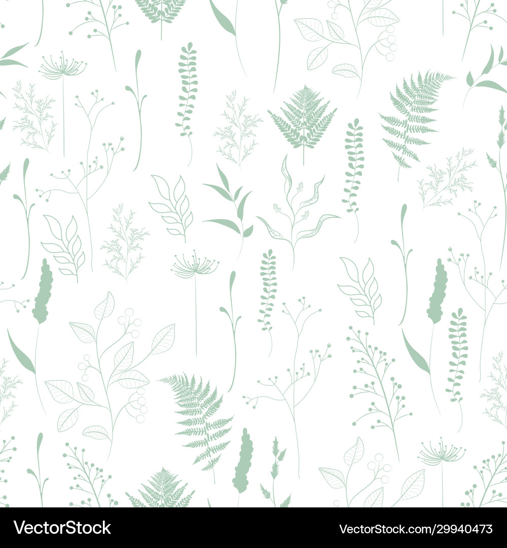 Seamless pattern fern different tree foliage Seamless pattern fern different tree foliage vector image
