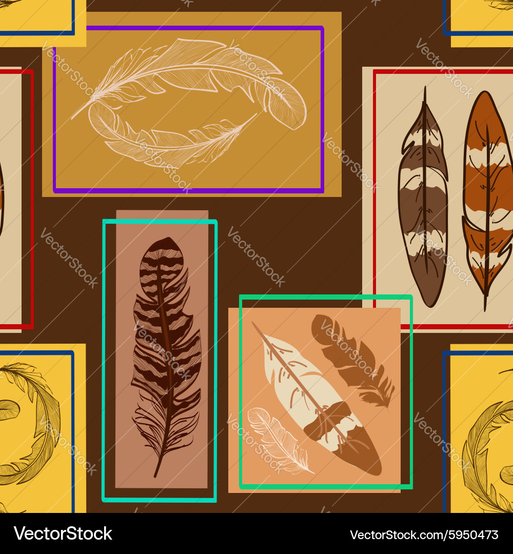 Seamless pattern of bird feathers vector image