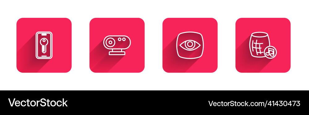 Set line smart key web camera security and voice Set line smart key web camera security and voice vector image
