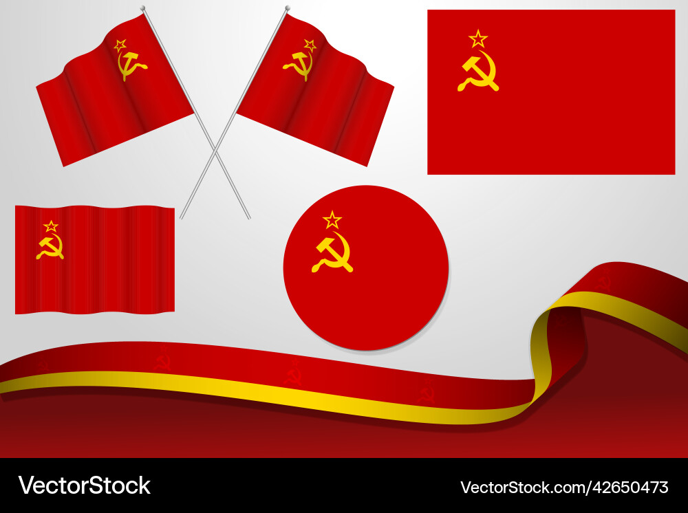 Set of soviet union flags in different designs Vector Image