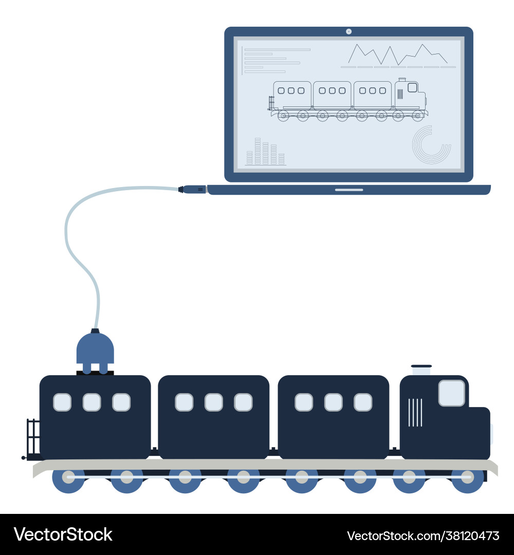 Train automation using laptop Vector Image
