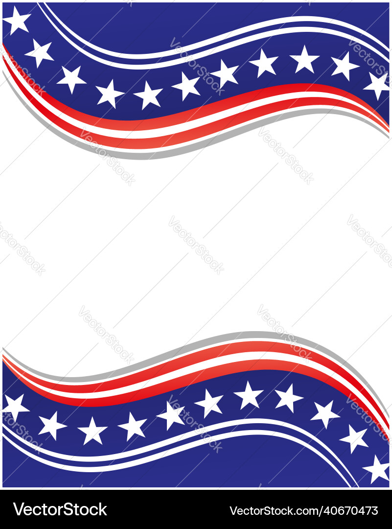 Usa flag symbols wave pattern border frame Vector Image