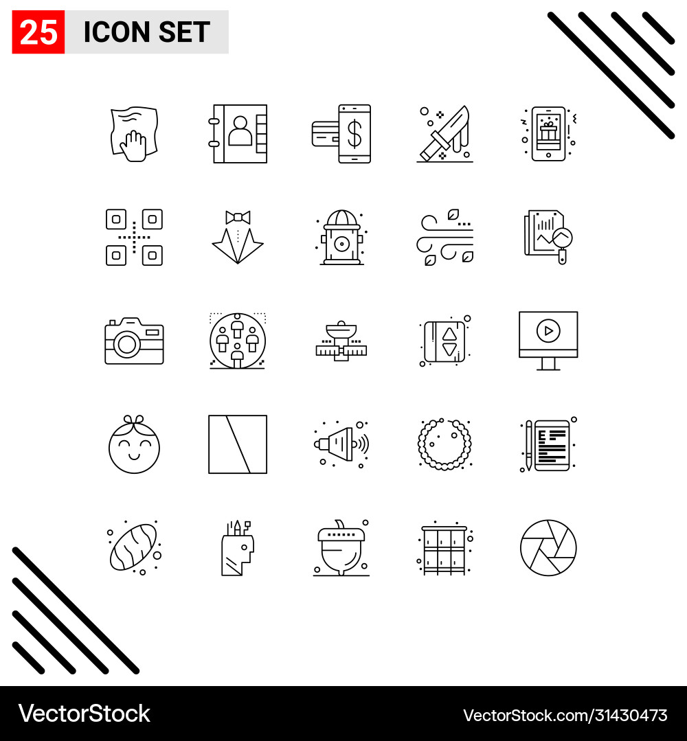 User interface pack 25 basic lines Vector Image