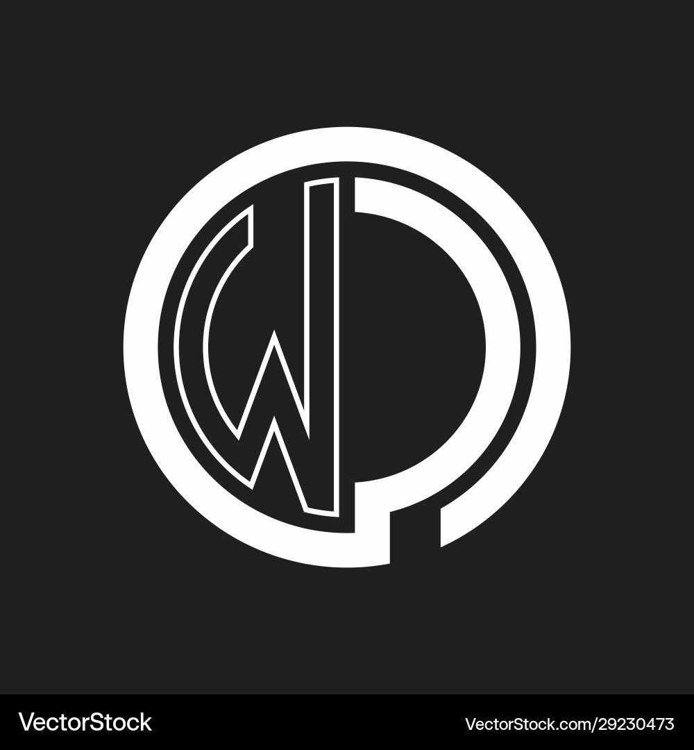 Wc logo with circle rounded negative space design Wc logo with circle rounded negative space design vector image