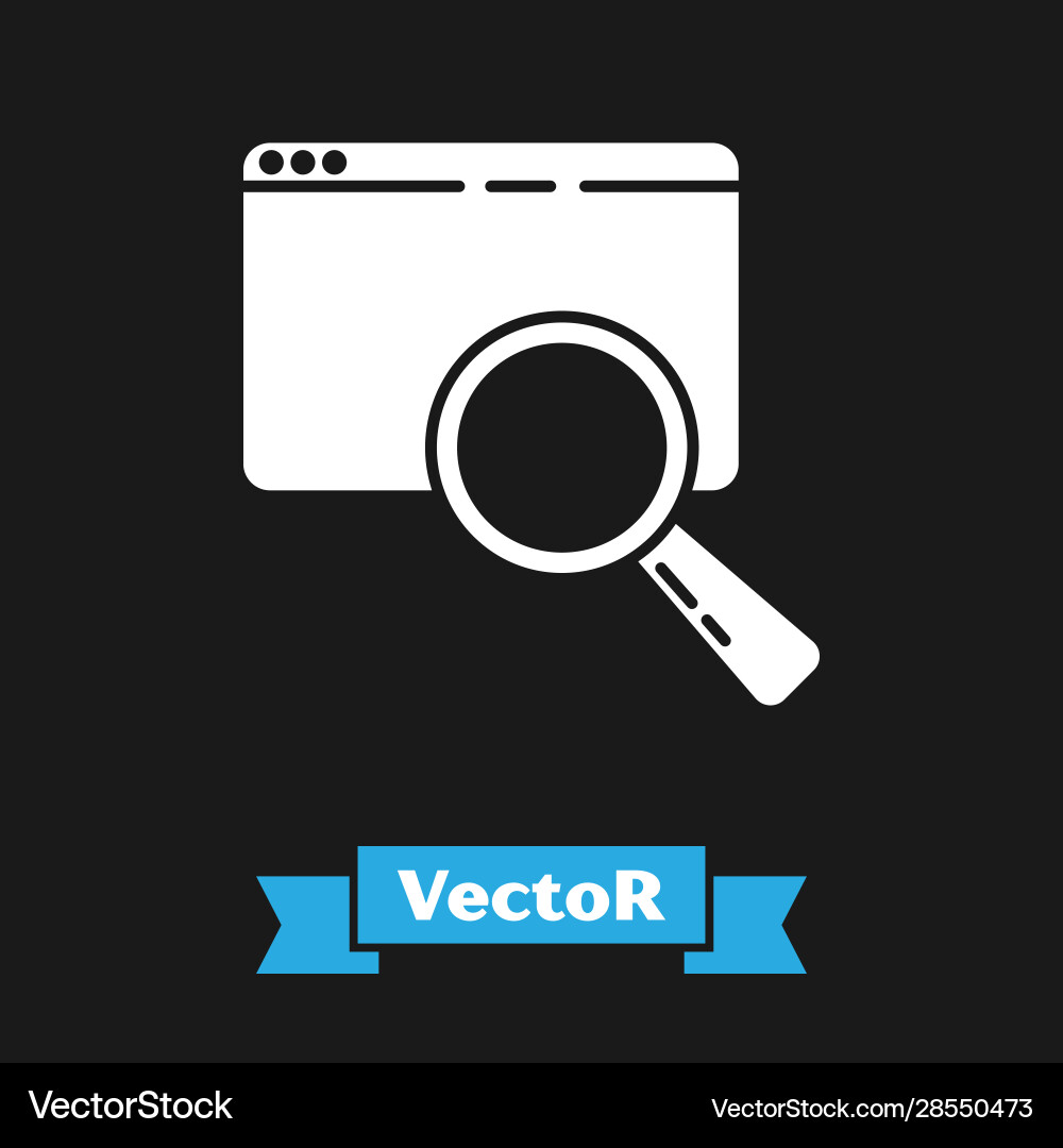 White search in a browser window icon isolated White search in a browser window icon isolated vector image