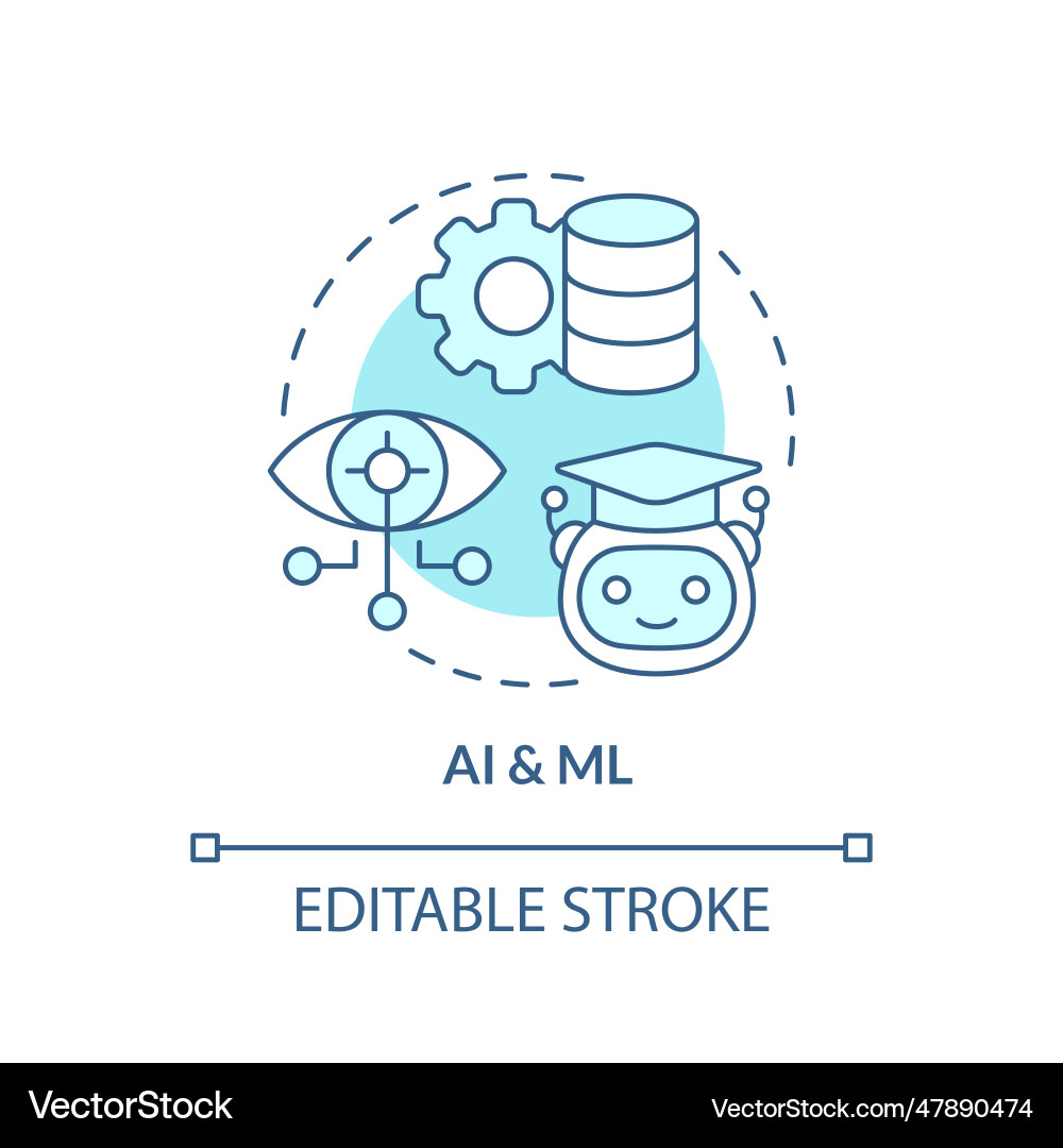 2d ai and ml concept linear icon 2d ai and ml concept linear icon vector image