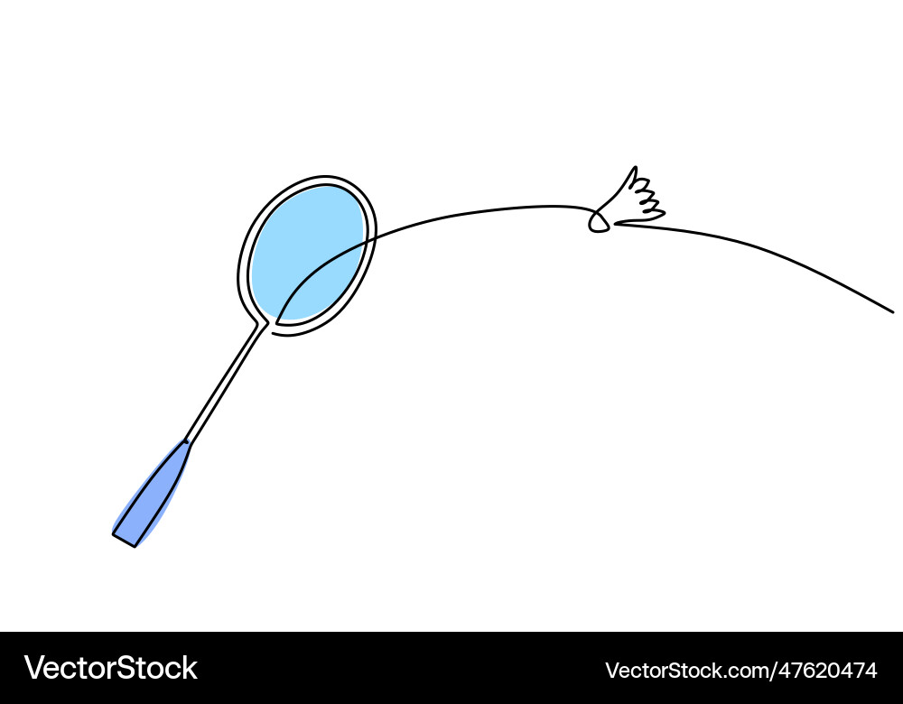 Badminton racket one line drawing continuous hand Badminton racket one line drawing continuous hand vector image