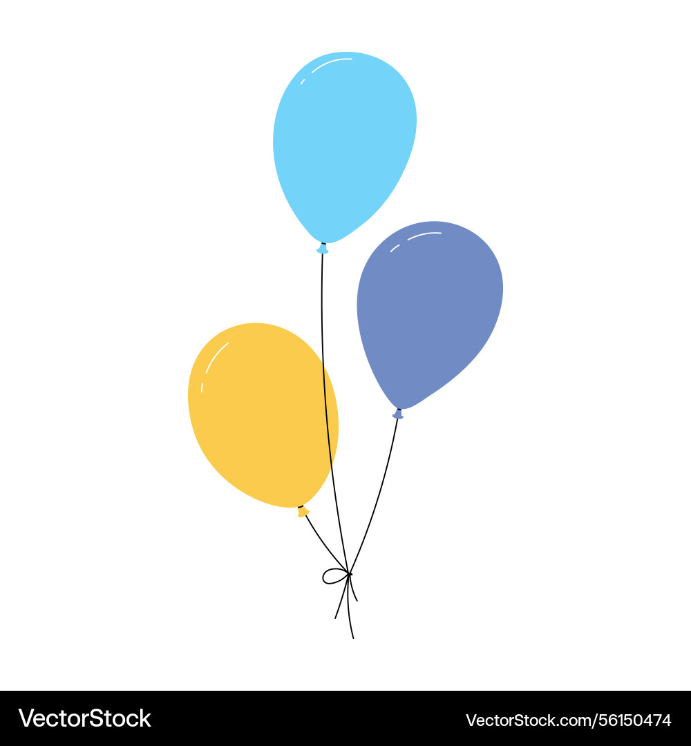 Bundle of balloons with strings simple doodle Bundle of balloons with strings simple doodle vector image