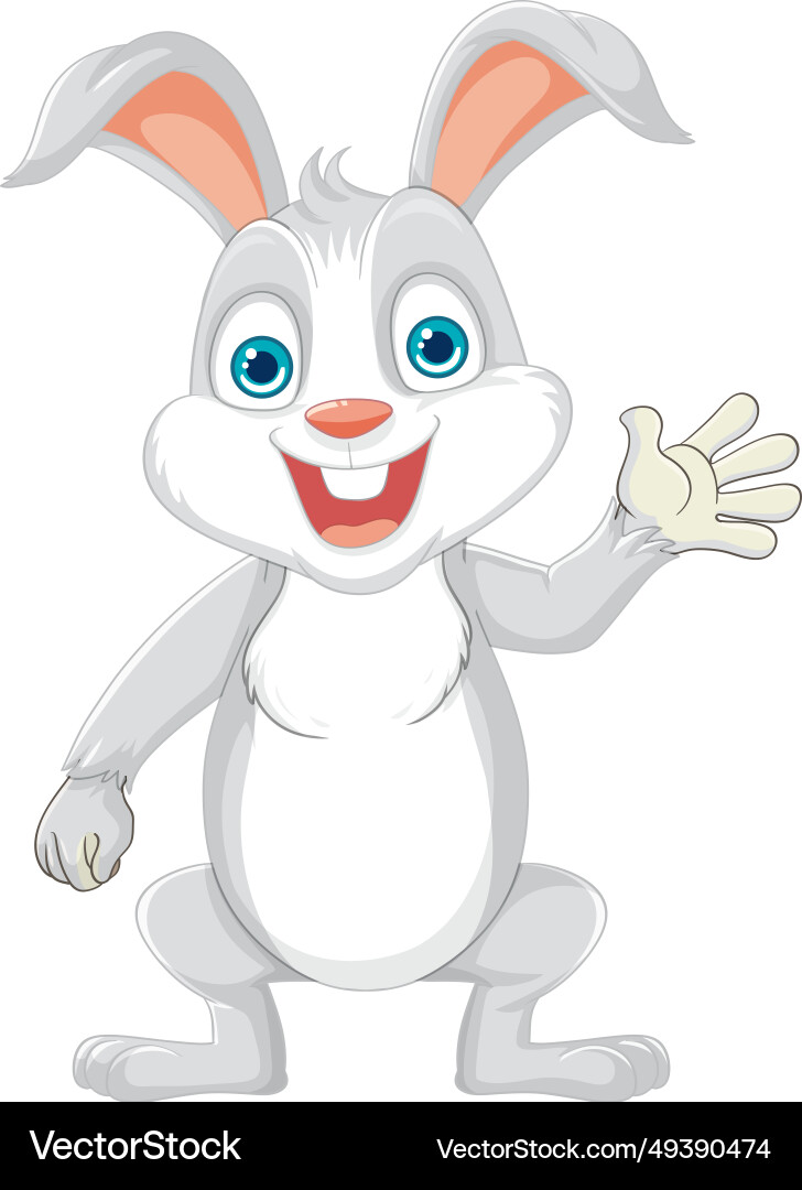 Cheerful rabbit cartoon character smiling in style Vector Image