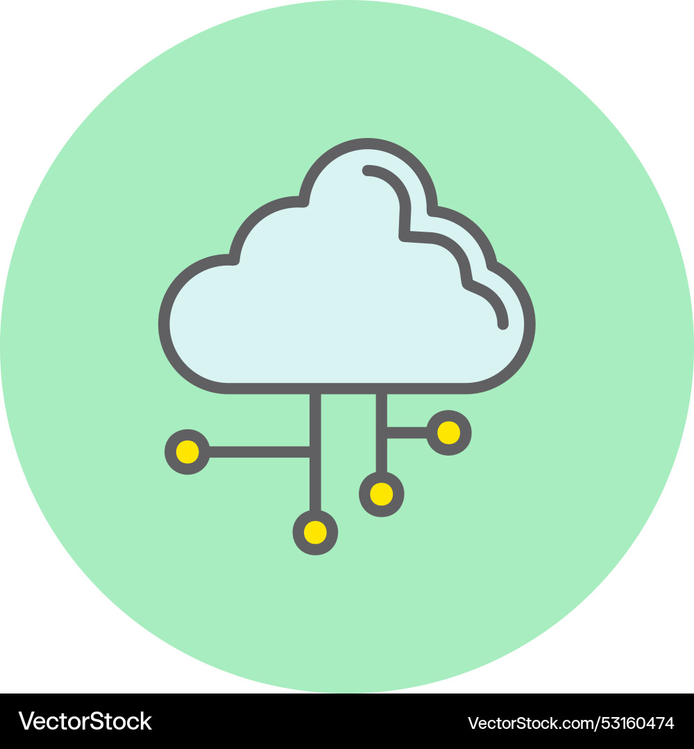 Cloud computing line filled circle icon vector image