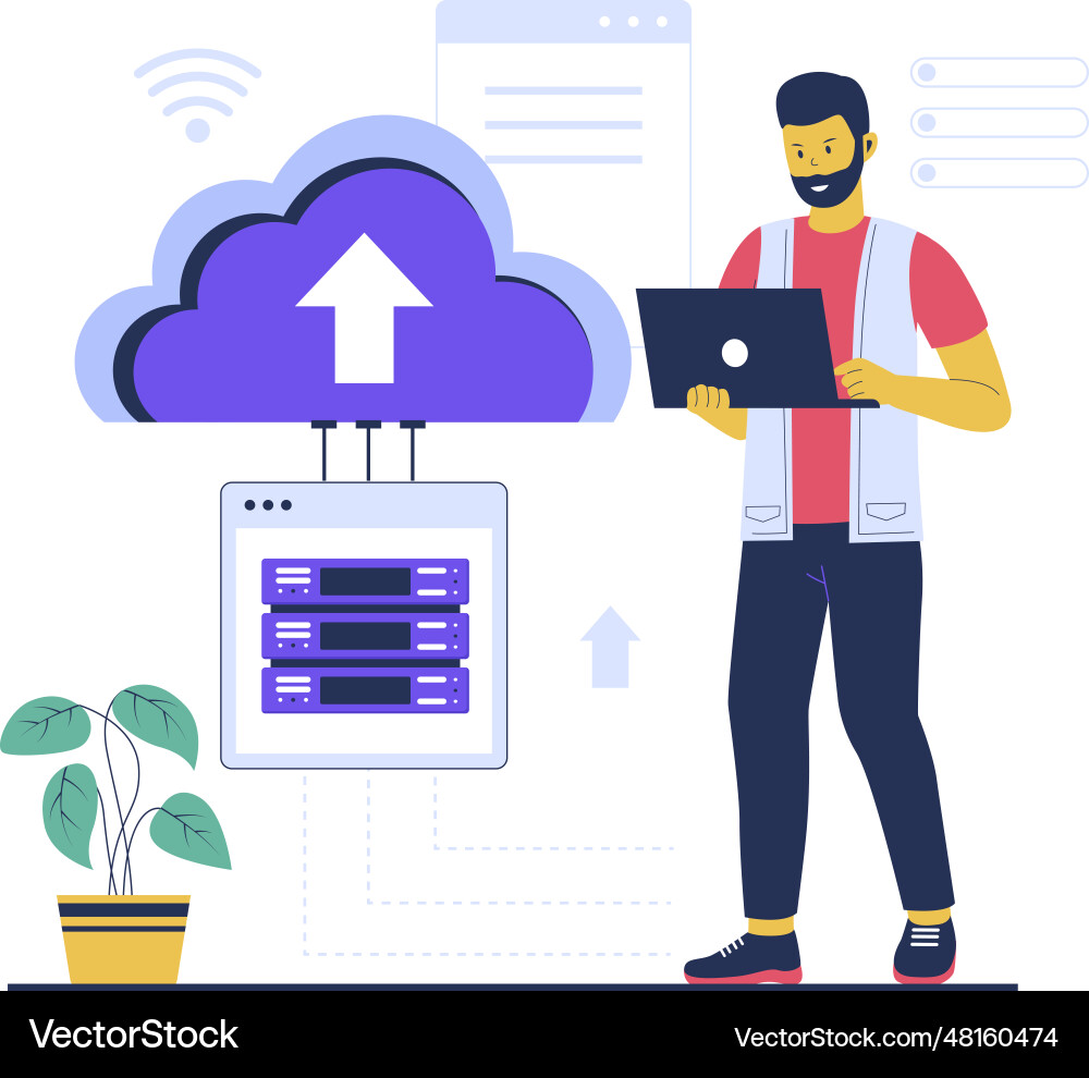 Concept of cloud computing technology Vector Image