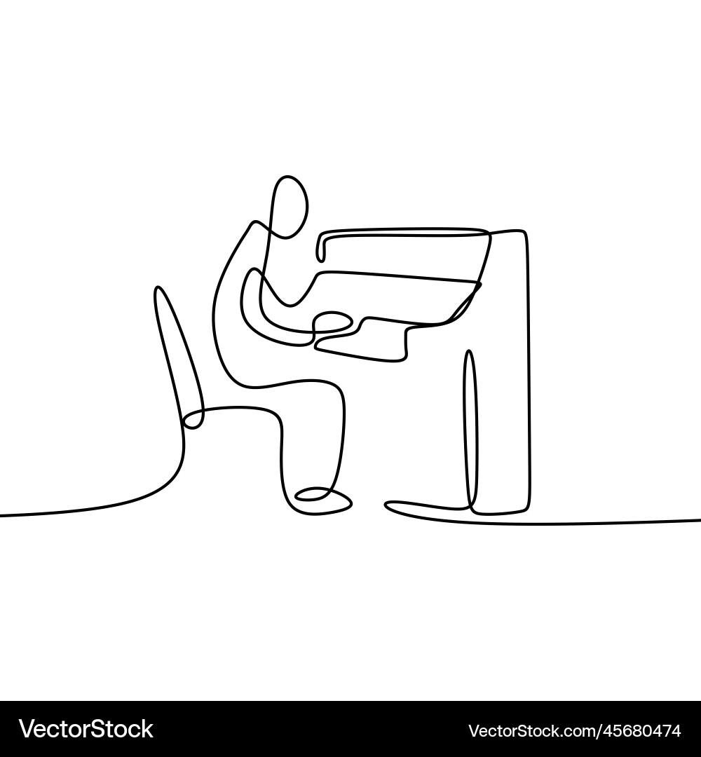Continuous drawing line playing the piano Vector Image