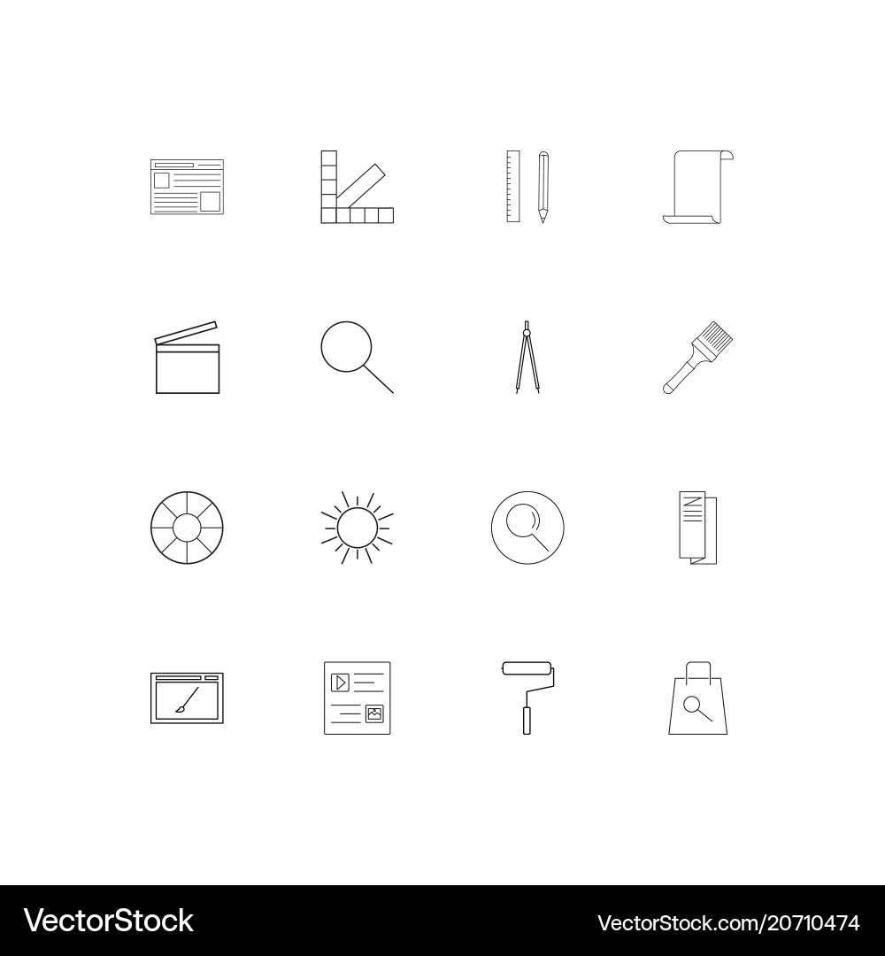 Creative process and design simple linear icons vector image