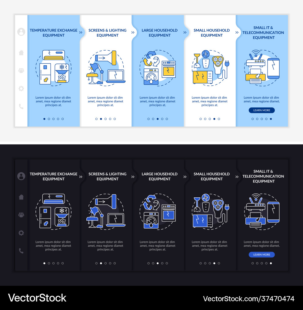 E-trash classification onboarding template E-trash classification onboarding template Vector Image