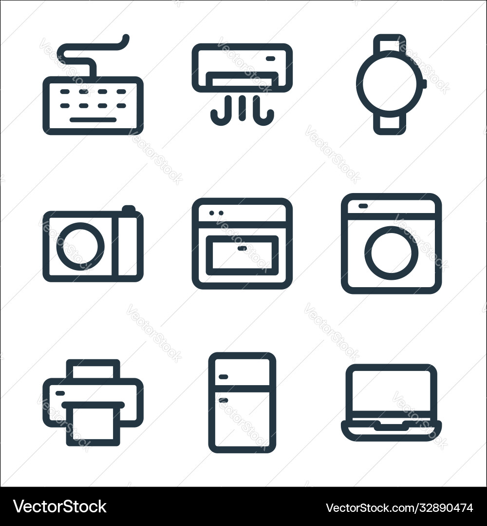 Electronic and device line icons linear set Electronic and device line icons linear set vector image