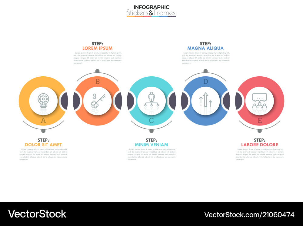 Five separate round elements with thin line Five separate round elements with thin line vector image