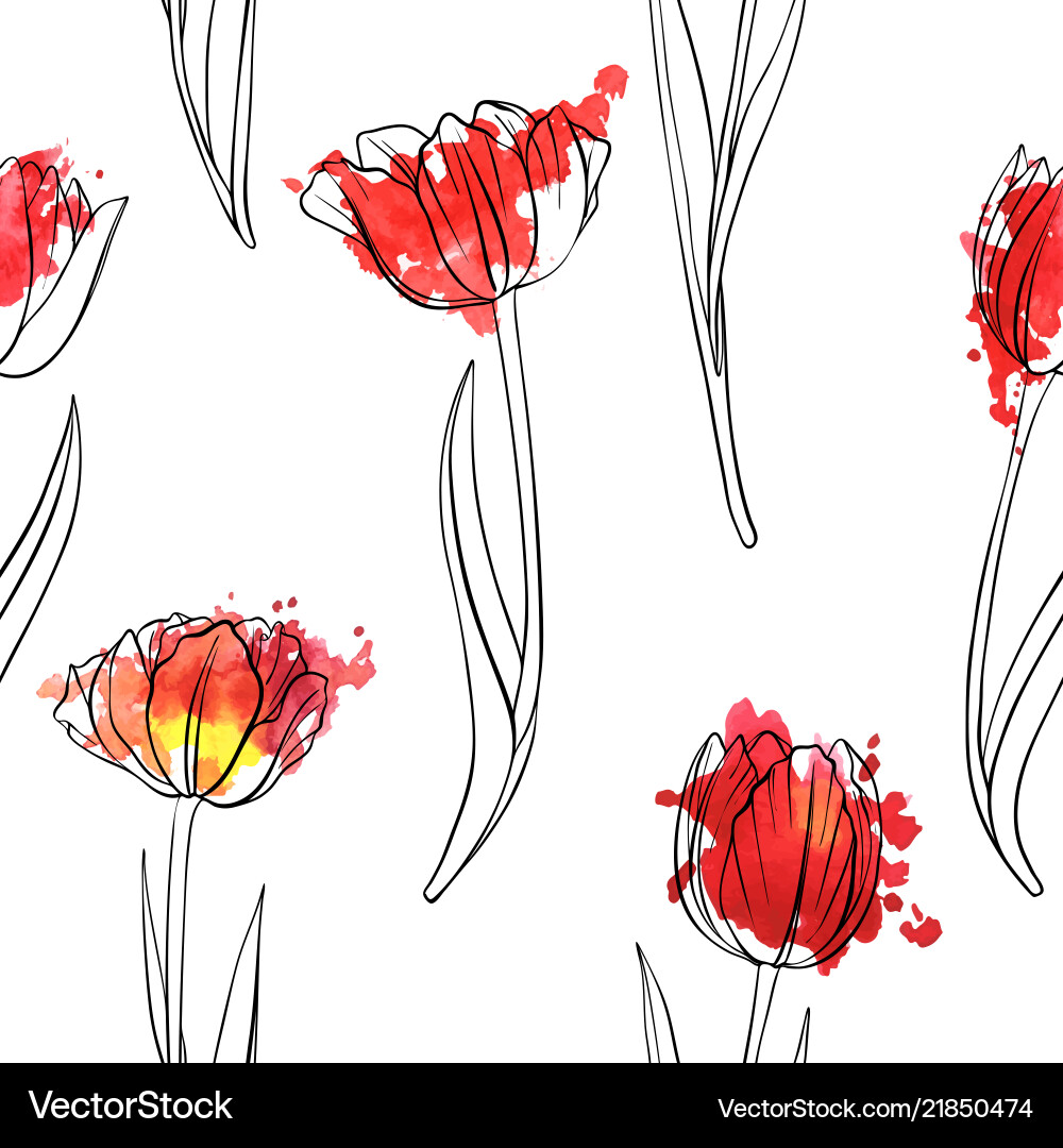 Floral Tulip Pattern Vector Image
