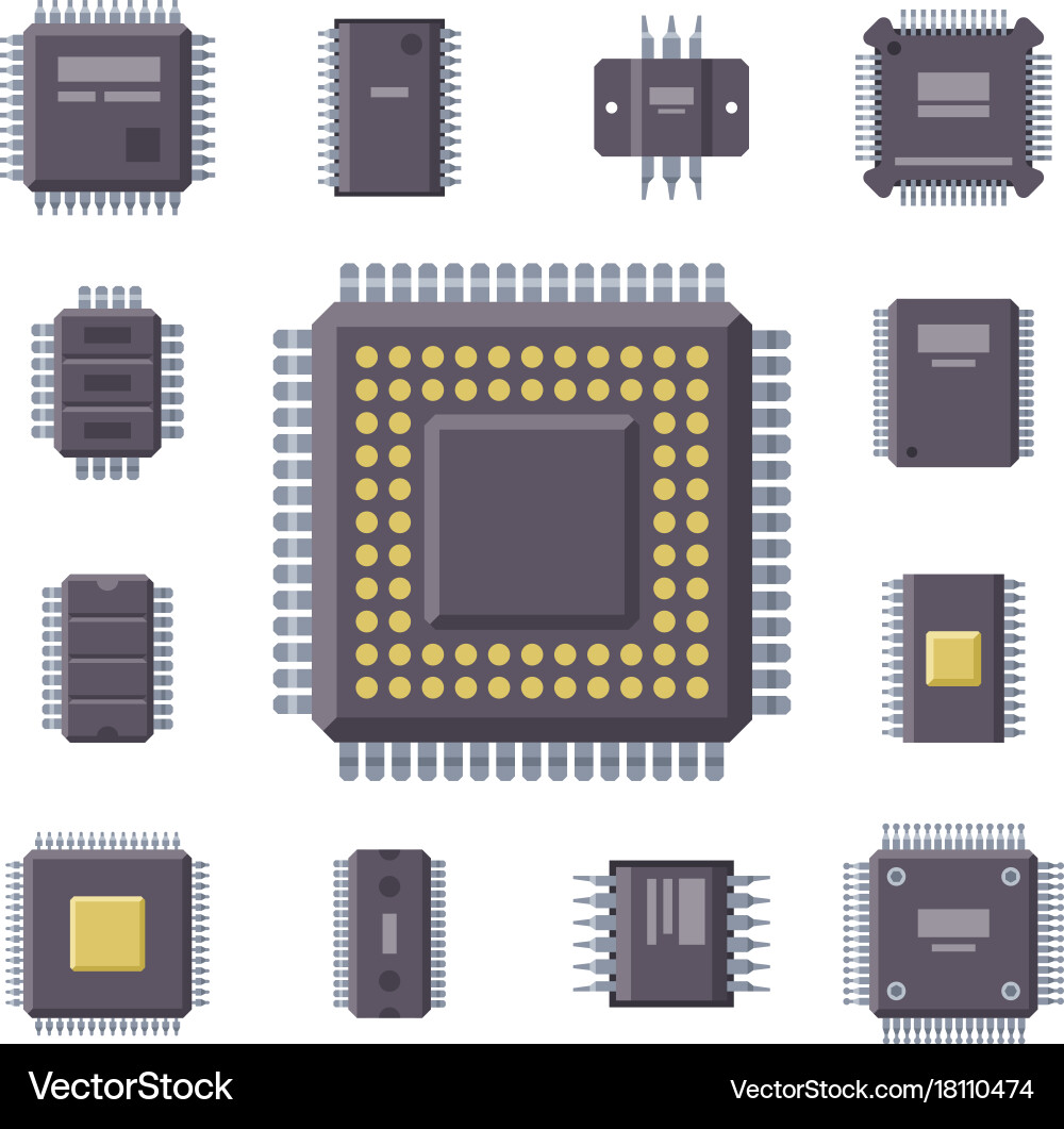 Microprocessor Chip Collection vector image