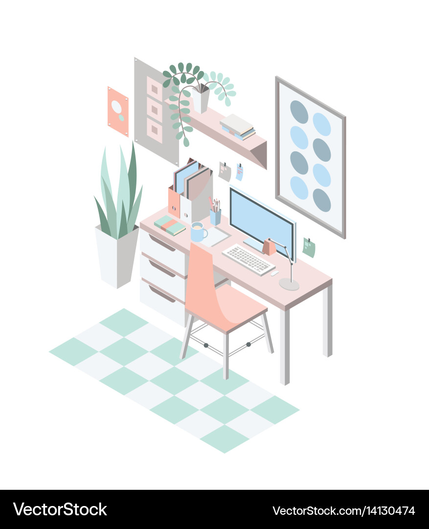 Modern Workspace with Computer vector image