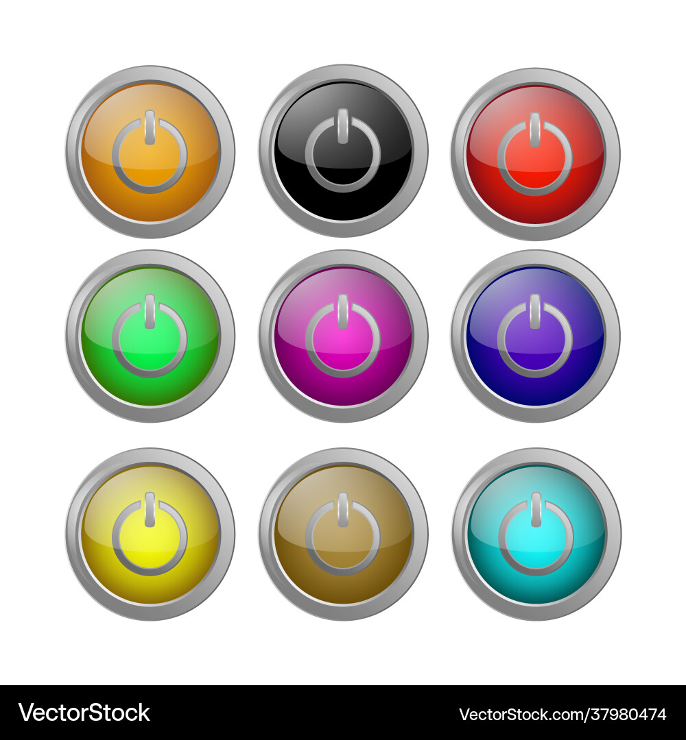 Power buttons off different colors set volume Power buttons off different colors set volume vector image