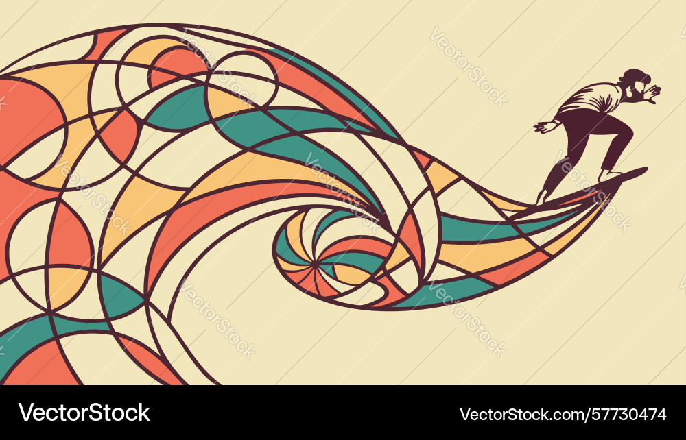 Runner on dynamic wavy path of progress design vector image