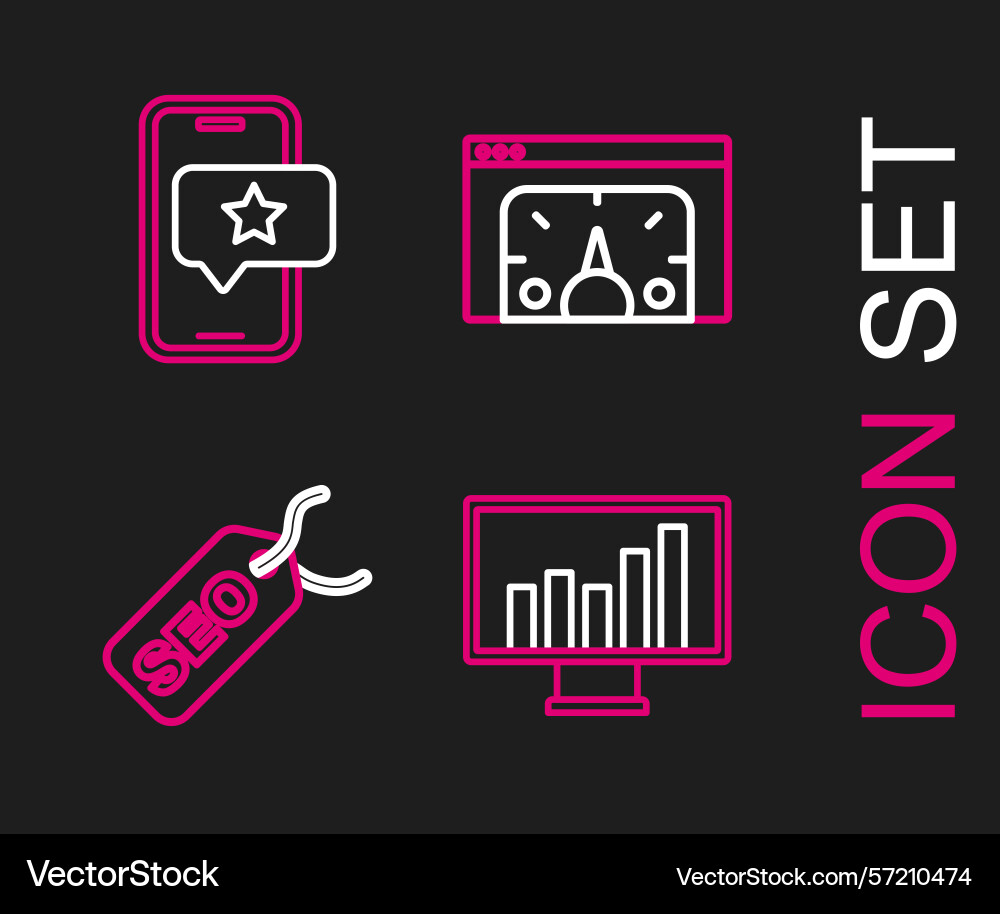 Set line monitor with graph chart seo Set line monitor with graph chart seo vector image
