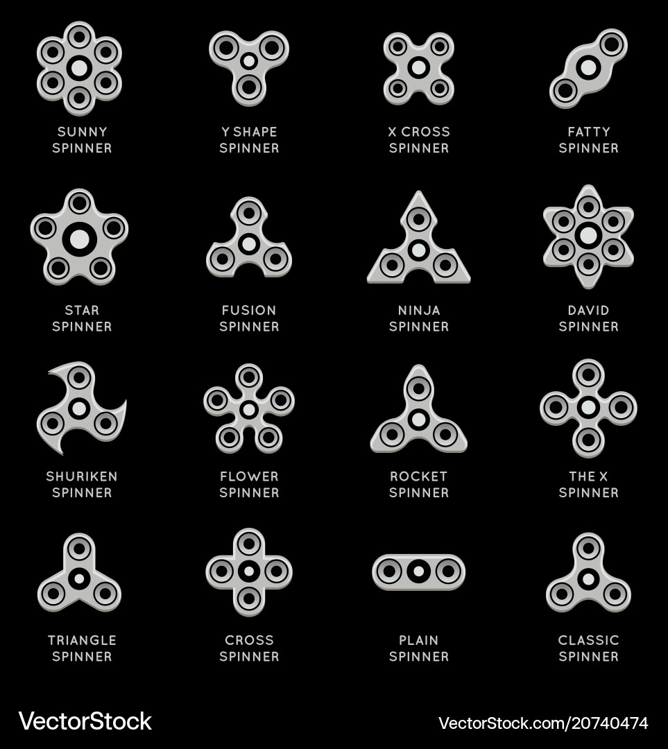 Set spinner or fidget different shapes Set spinner or fidget different shapes vector image