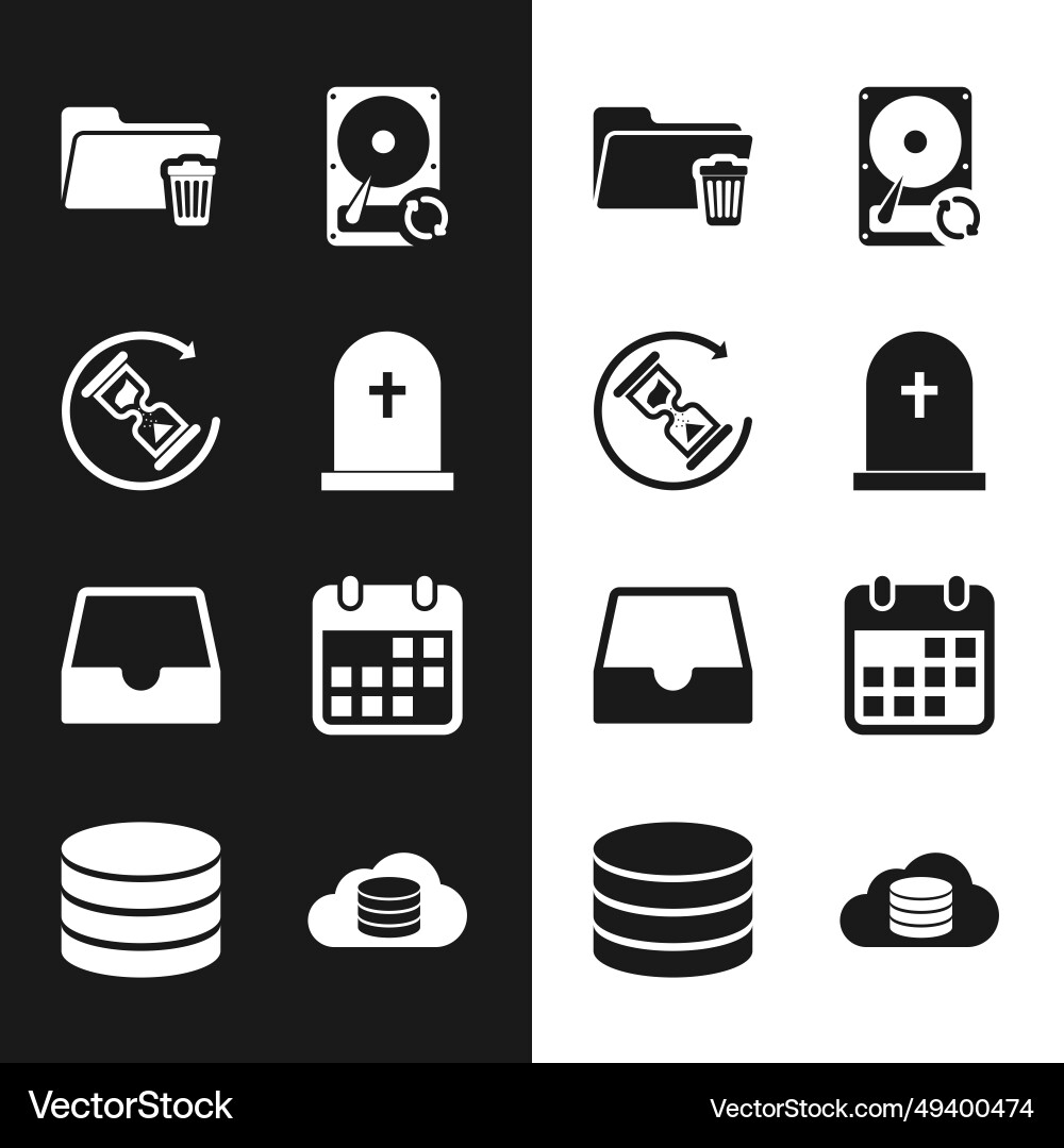 Set tombstone with cross waiting delete folder Set tombstone with cross waiting delete folder Vector Image