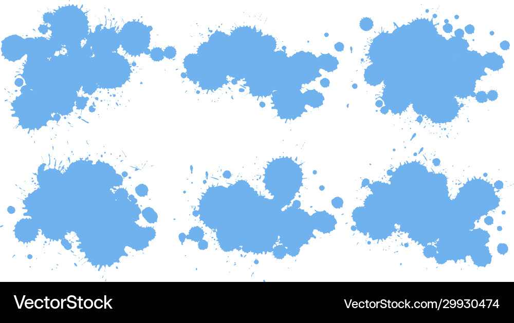 Watercolor splash in set blue on white Watercolor splash in set blue on white vector image