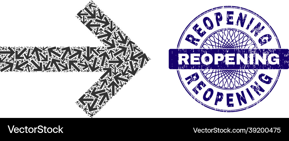 Arrow right recursive mosaic of icons vector image
