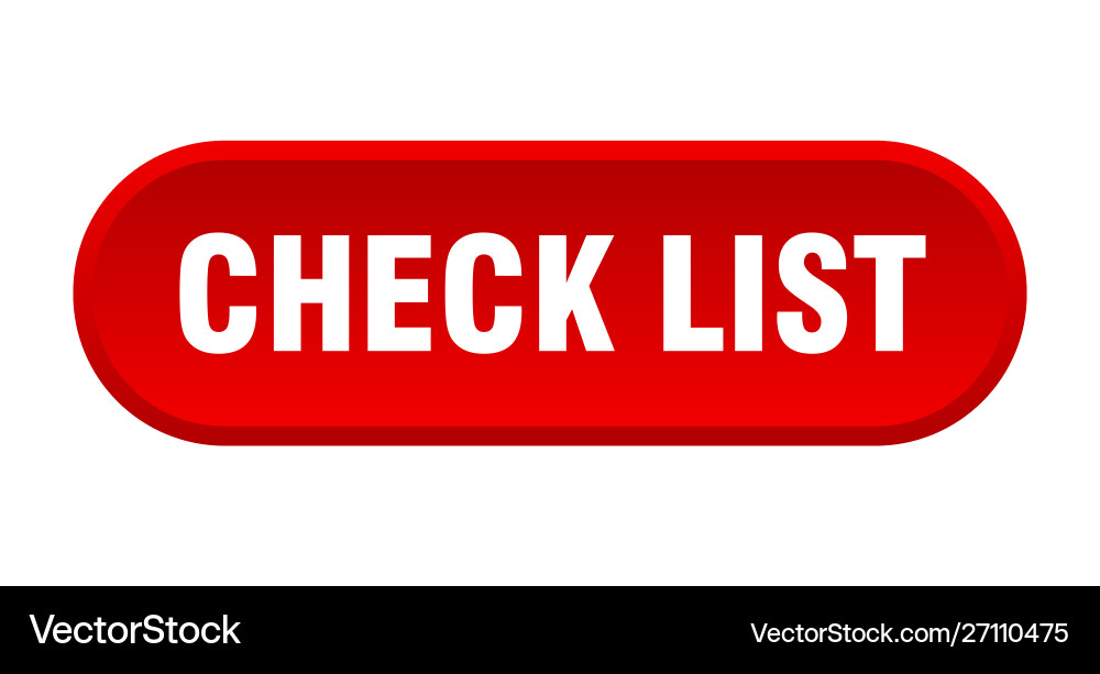Check list button rounded red sign vector image