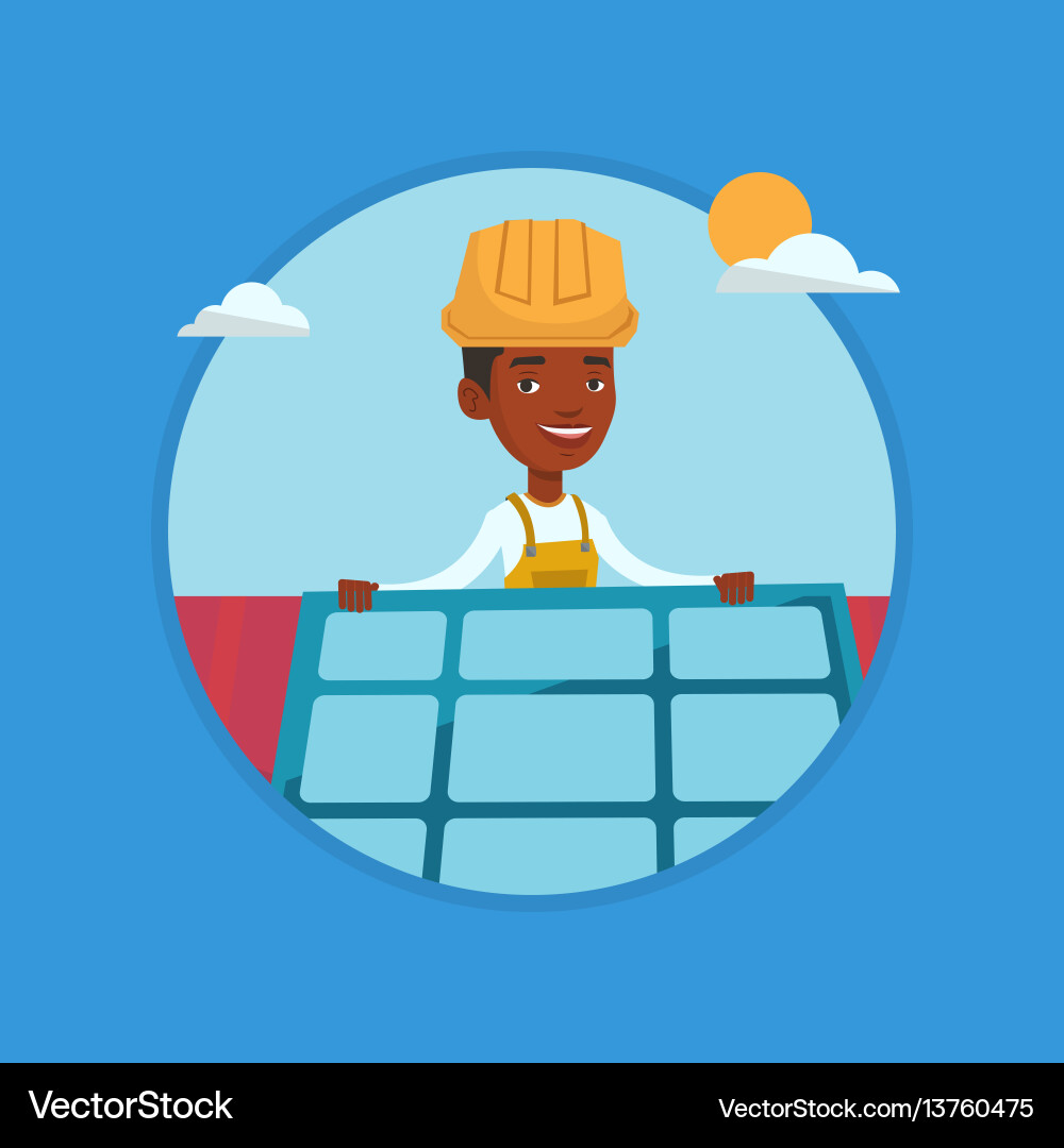 Constructor installing solar panel Constructor installing solar panel vector image