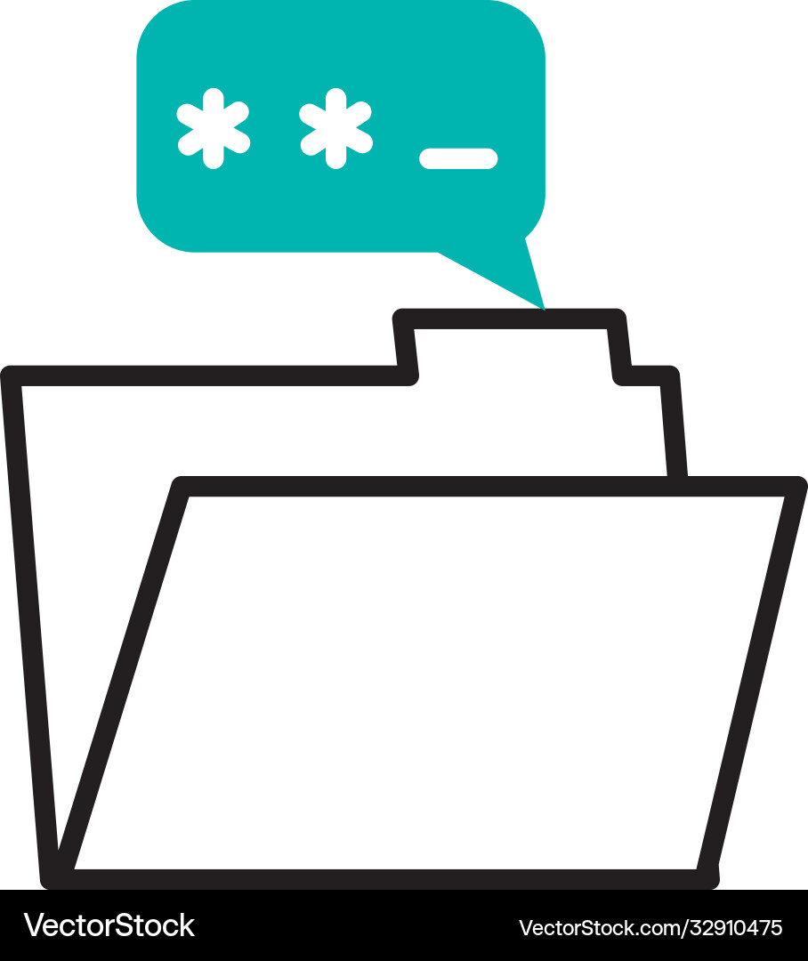 Cyber security concept file folder with speech vector image