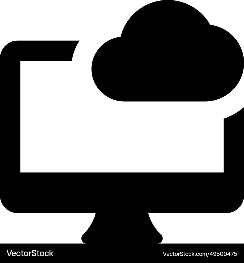 Desktop linked to cloud for data storage vector image