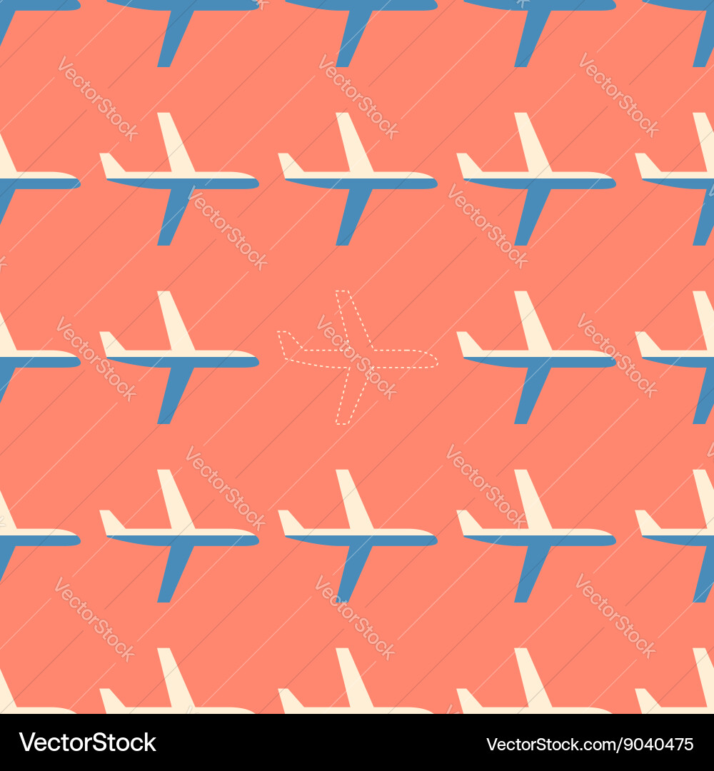 Flat styled seamless pattern with missing plane vector image