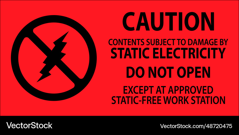 Fluorescent red anti-static labels caution do Vector Image