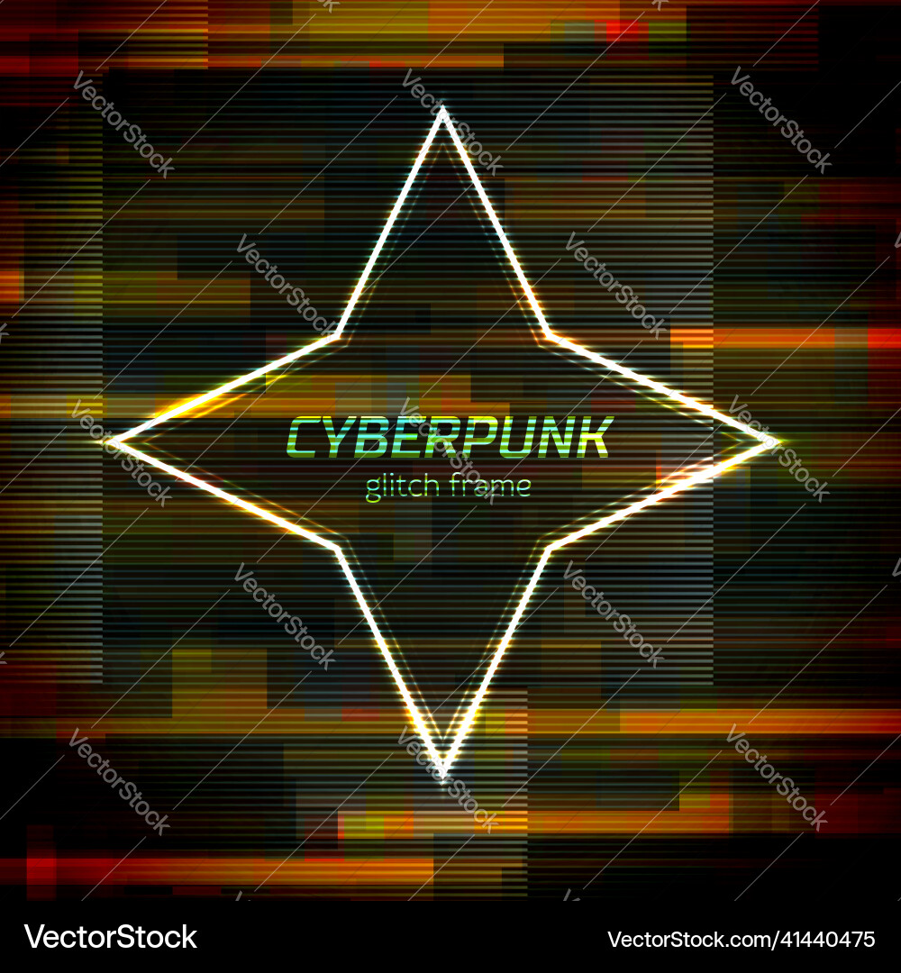 Glitch cyberpunk frame with technology error Glitch cyberpunk frame with technology error vector image