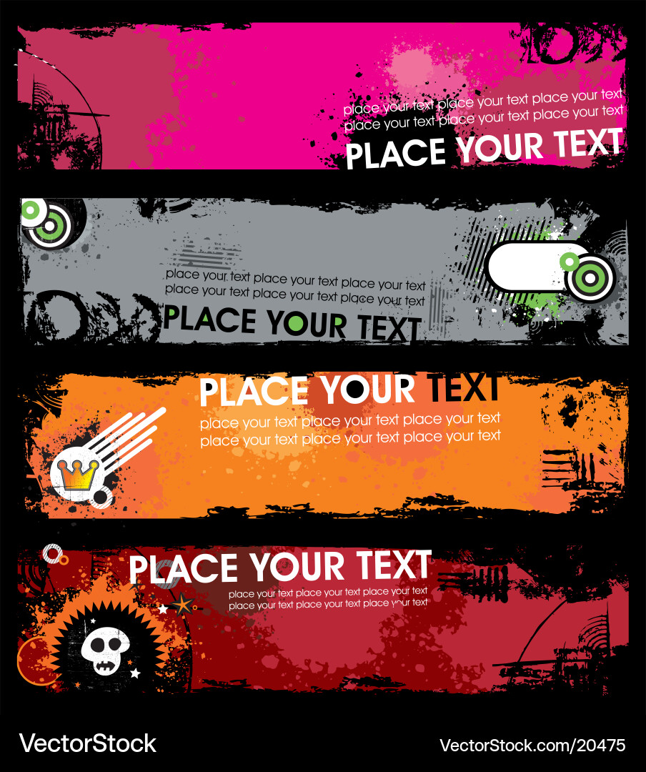 Grunge Banners - Dark & Distressed Vector Image