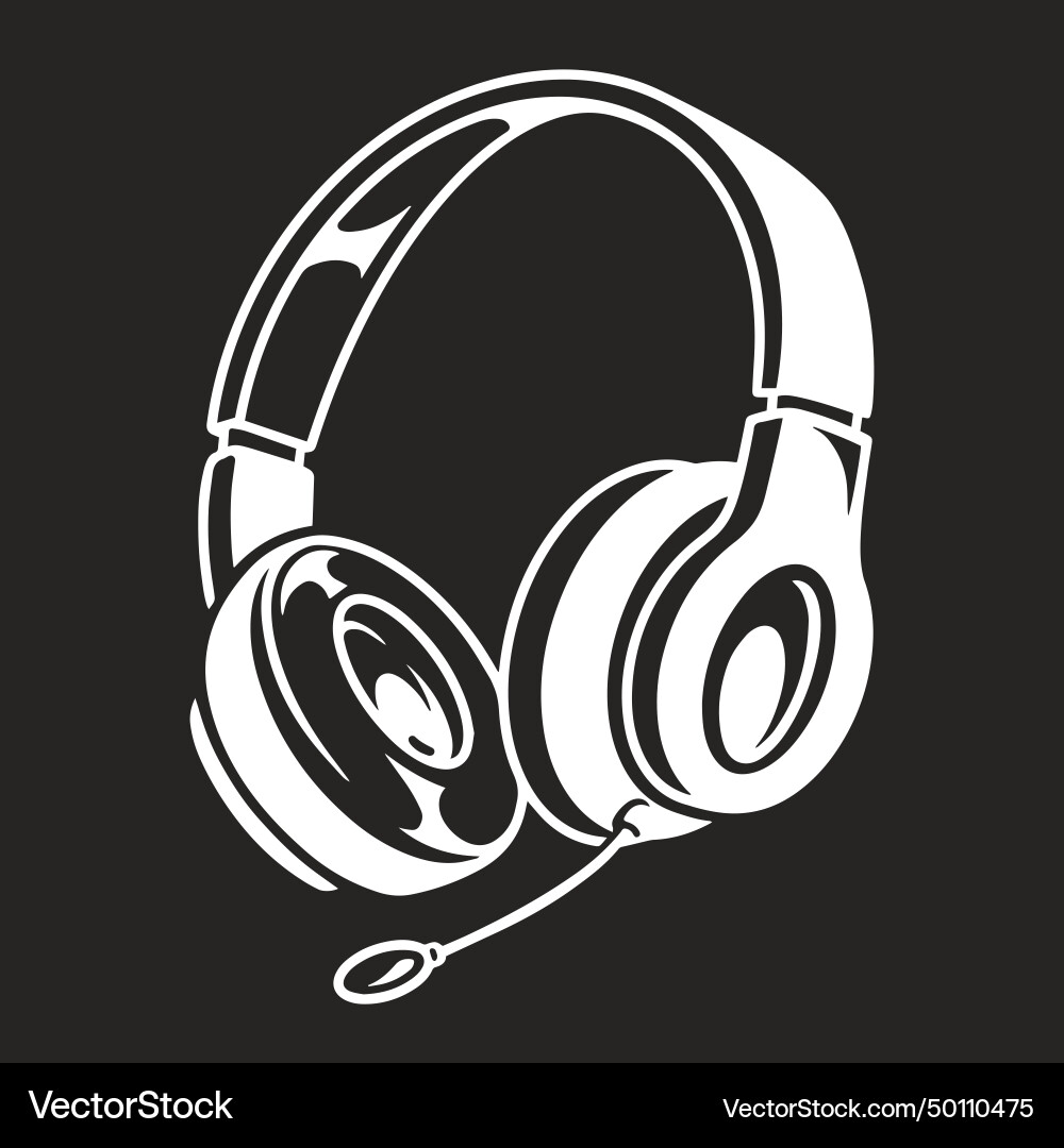 Headset for gamer sticker monochrome Headset for gamer sticker monochrome vector image