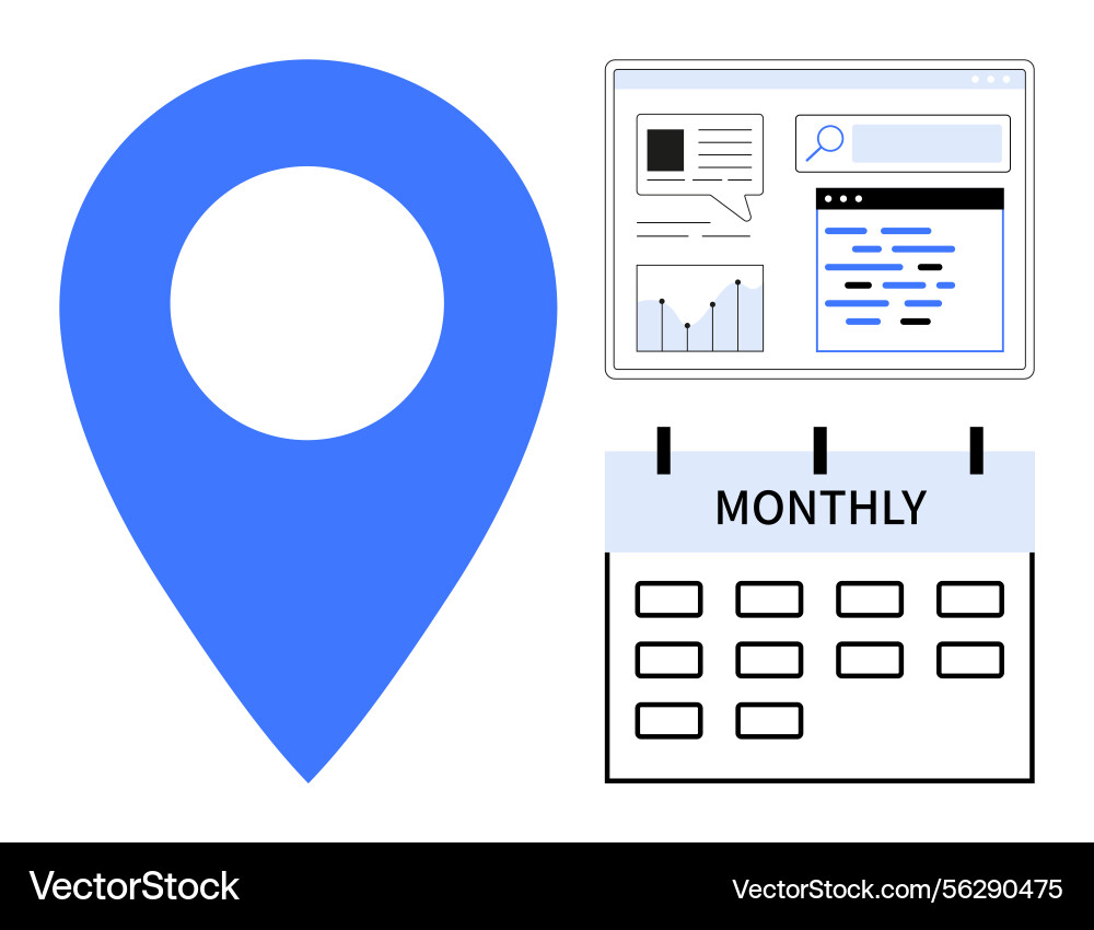 Location marker with analytics dashboard Location marker with analytics dashboard vector image
