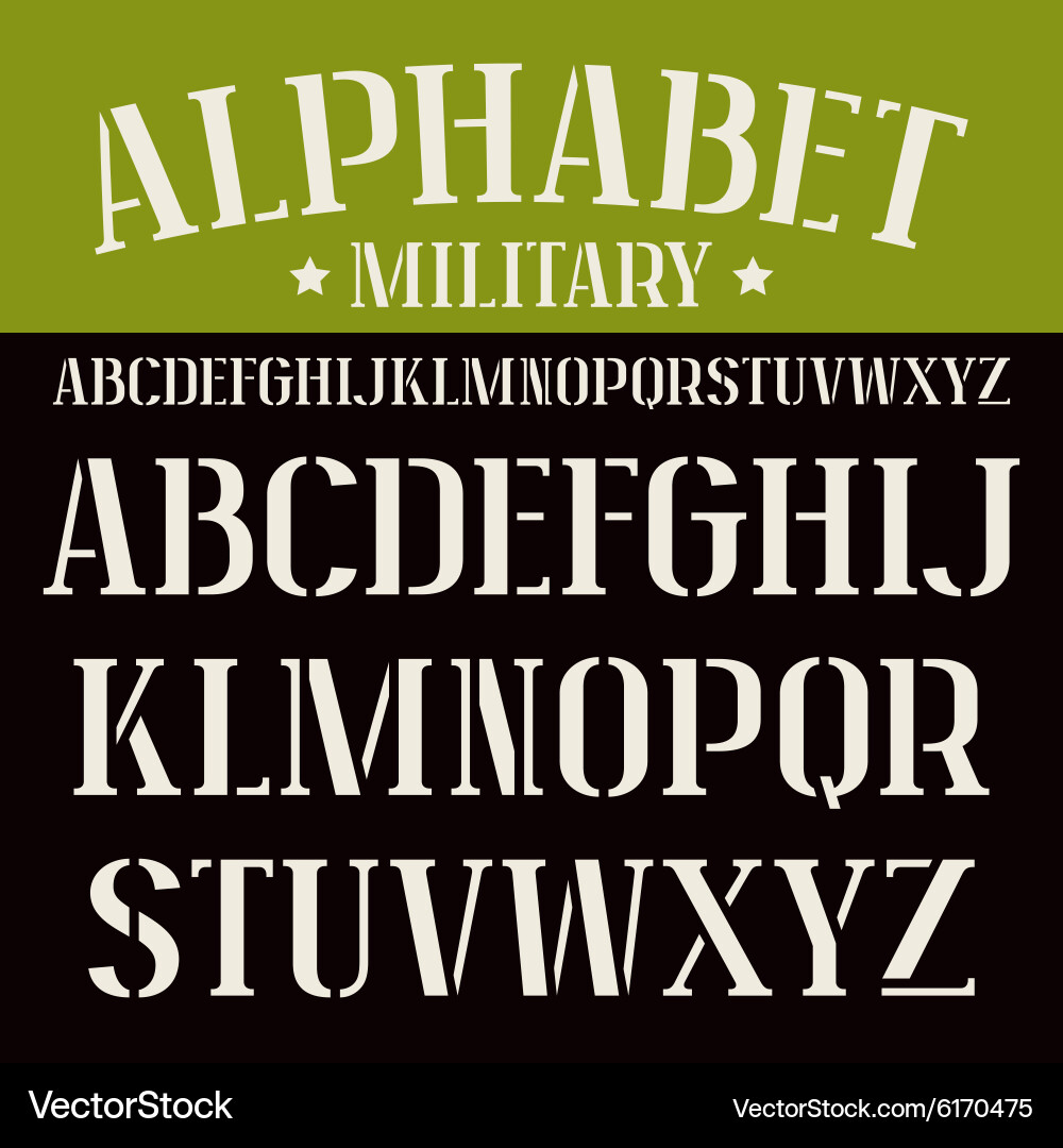 Stencil plate serif font vector image
