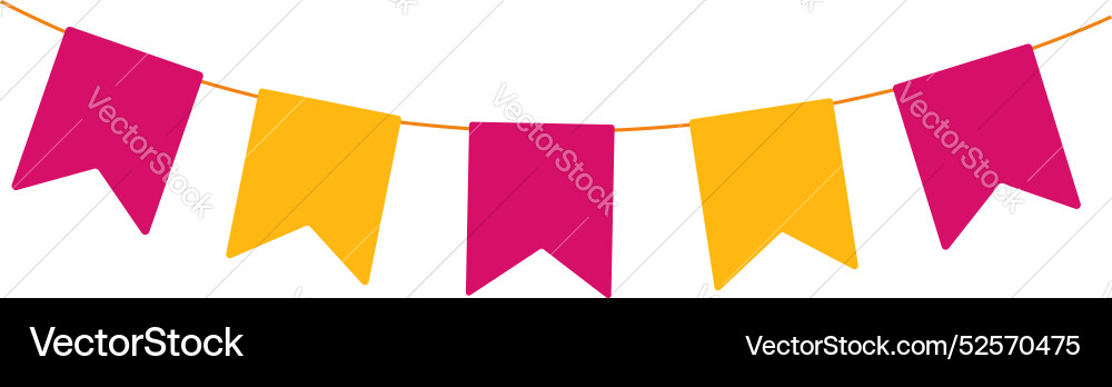 String of triangular party flags hanging on white Vector Image