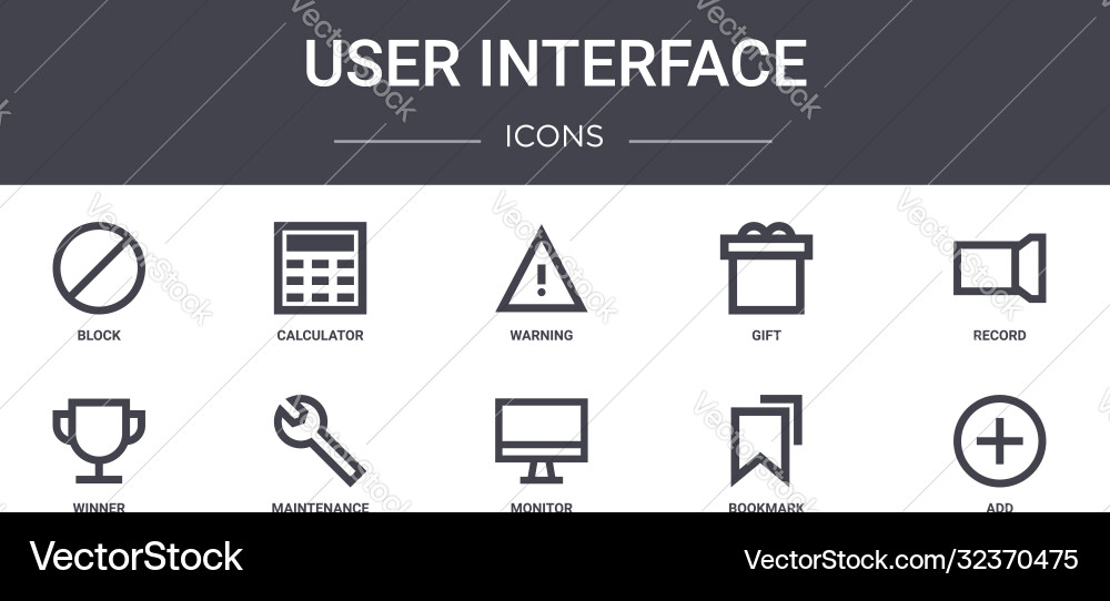 User interface concept line icons set contains Vector Image