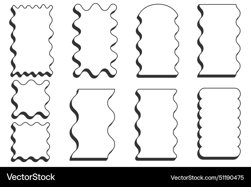 Wavy border frame rectangle scallop edge box Vector Image