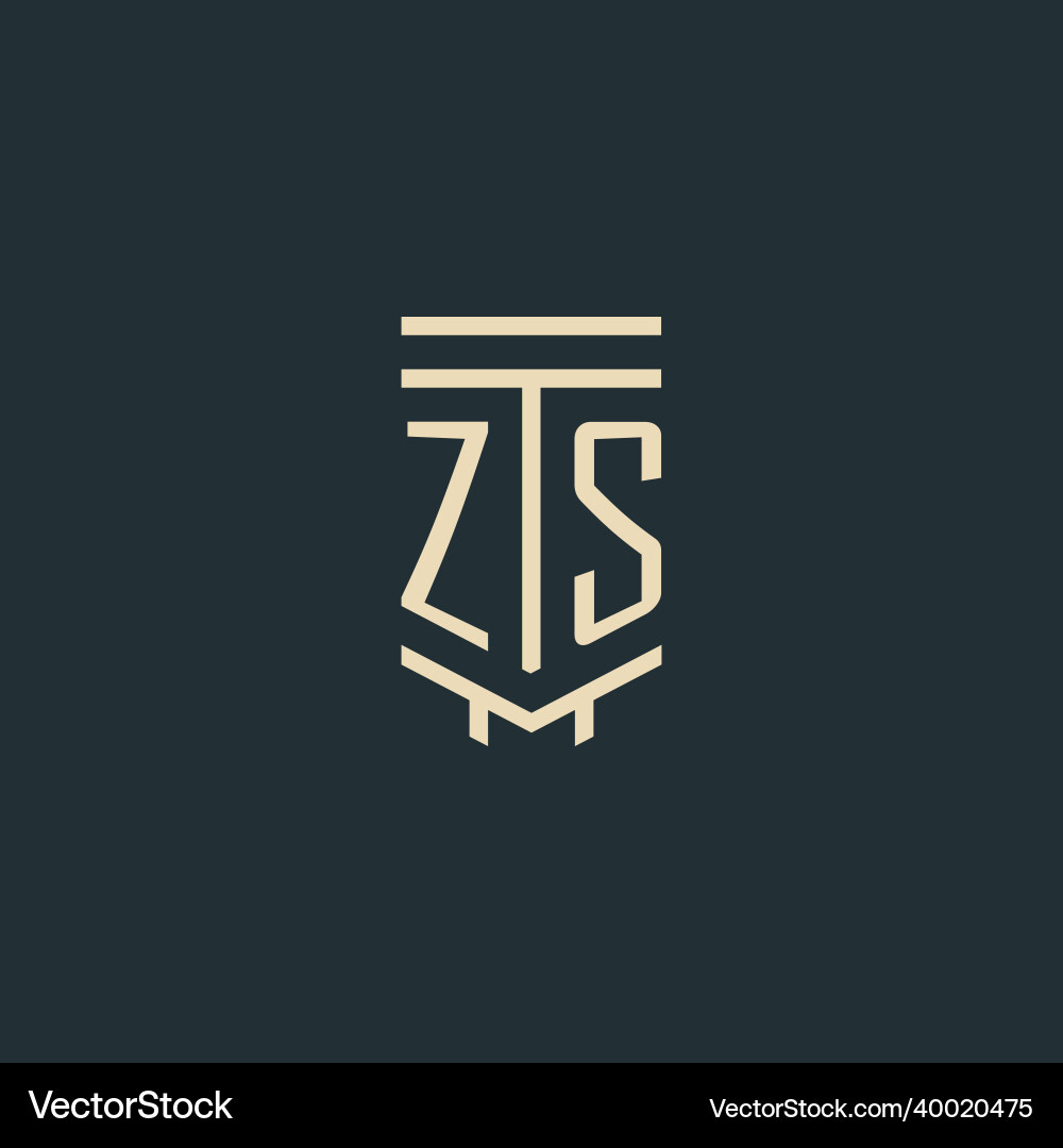 Zs initial monogram with simple line art pillar Vector Image