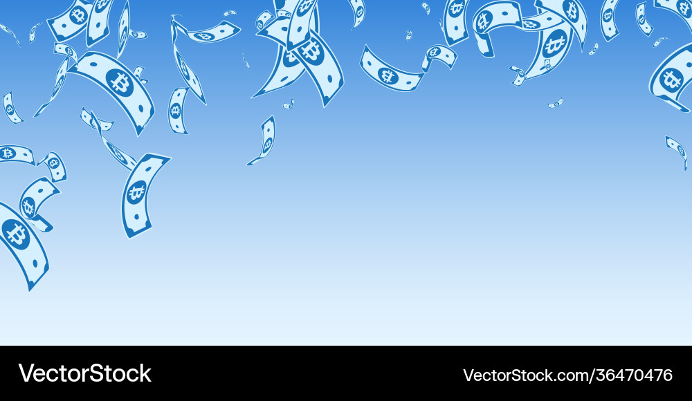 Bitcoin internet currency notes falling random b Bitcoin internet currency notes falling random b vector image