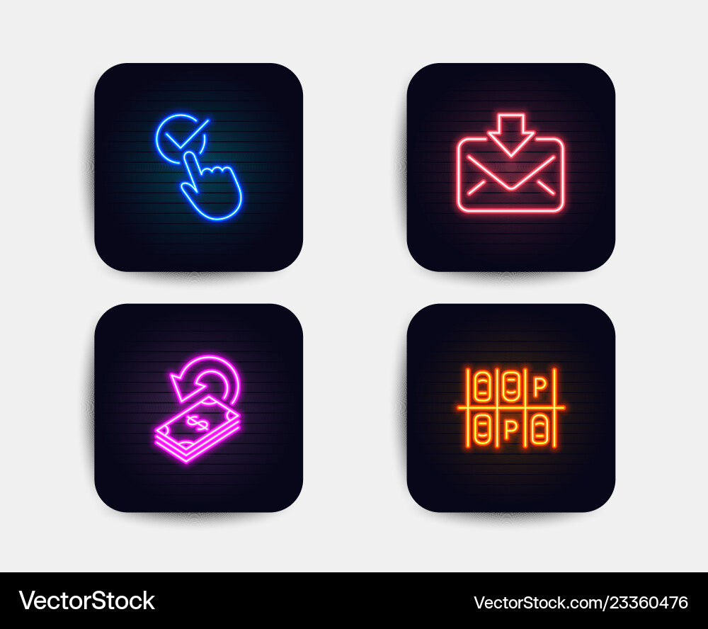 Cashback incoming mail and checkbox icons Vector Image