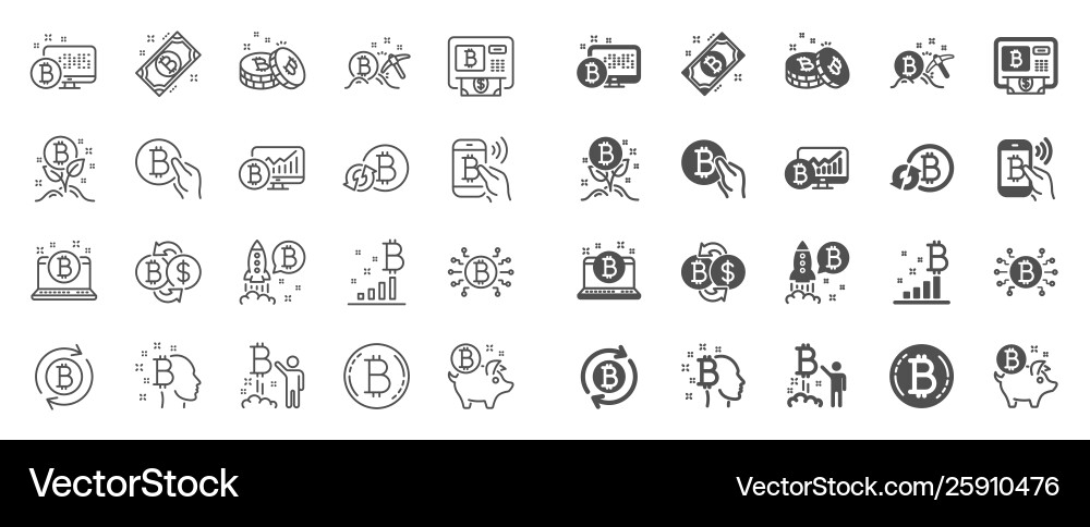 Cryptocurrency line icons set blockchain Vector Image