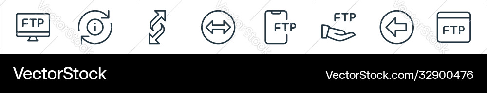 Data transfer line icons linear set quality Data transfer line icons linear set quality vector image